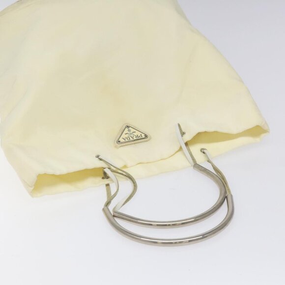 PRADA Hand Bag Nylon Cream Silver Auth EC470 - Picture 6 of 15